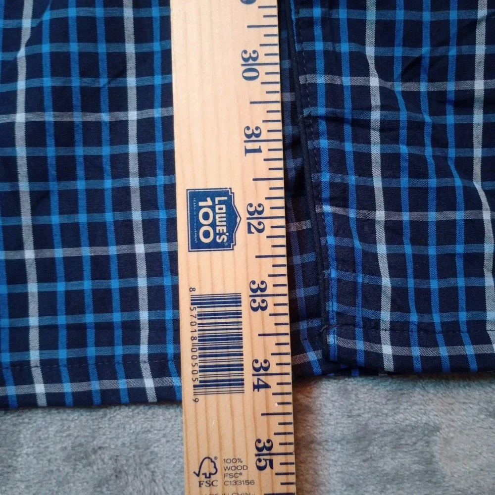 Hanes Mens Sleepwear 4XL Blue Plaid Woven Pajama Set Long Sleeve Shirt Pants NEW